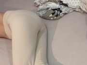 I wake him up quietly he puts his cock in my mouth and I receive a cumshot 3/16