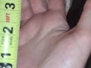 Measurements of my long hands and my big long feet with a tape measure 7/16