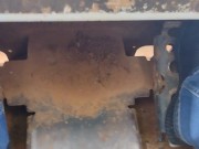 Pedal pumping a bobcat tractor starting with shoes then socks then barefoot 2/16