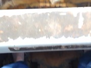 Pedal pumping a bobcat tractor starting with shoes then socks then barefoot 3/16