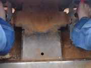 Pedal pumping a bobcat tractor starting with shoes then socks then barefoot 6/16