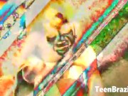 This sexy Teen Brazilian Girl is dancing outdoors with her bikini on and seduces a black man with a big black cock. 2/16