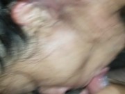 Fuck my wife's face until I cum in her mouth and on her tits 9/16