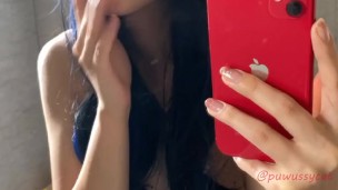 Naked Step-sis Smoking in the Mirror (full vid on my 0nlyfans/Manyvids)