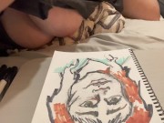 Big tits nipslip while drawing 3/16