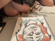 Big tits nipslip while drawing 4/16