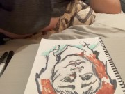 Big tits nipslip while drawing 5/16