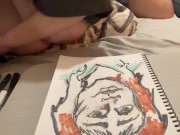 Big tits nipslip while drawing 6/16