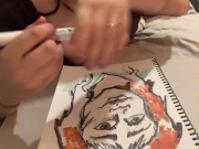 Big tits nipslip while drawing 9/16