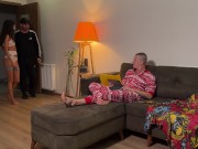 Cuckold sucks dick from his wife's pussy and eats her lover's cum 3/16