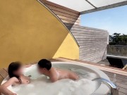 【個人撮影】朝に露天風呂♨️で癒された後、室内に戻った瞬間に我慢できずベッドに押し倒して中出しSEX💓激しいピストンの音が鳴り響く...♡／Japanese amateur hentai ／日本人 1/16