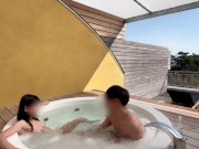 【個人撮影】朝に露天風呂♨️で癒された後、室内に戻った瞬間に我慢できずベッドに押し倒して中出しSEX💓激しいピストンの音が鳴り響く...♡／Japanese amateur hentai ／日本人 3/16