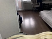 My step-sister sat on my dick after a massage and took cum on her cute face 1/16