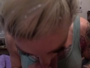 I give a sloppy blowjob to him and he gives me another pearl necklace...