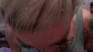 I give a sloppy blowjob to him and he gives me another pearl necklace...