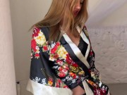 Juicy mommy in lingerie plays with her toys, gets an orgasm with the help of her favorite vibrator