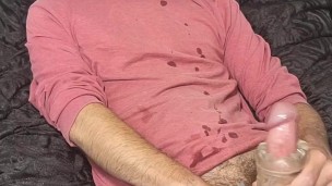 Big dick stud shoots cum into his mouth