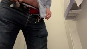 Masturbating in a public toilet with a banana in my ass, cumming all over the toiletseat