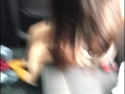 Caleña combs her hair and changes her clothes in the back seat of the Uber 14/16