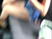 Caleña combs her hair and changes her clothes in the back seat of the Uber 5/16