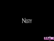 Gorgeous blonde lesbians get freaky with their tongues and toys 3/16