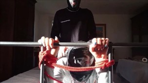 Bound in a bed I have all my holes roughly fucked by a big cock front view PREVIEW