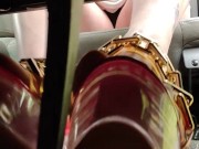 Pedal pumping hard and fast in my platform stripper heels front and back pov 5/16