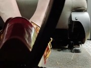 Pedal pumping hard and fast in my platform stripper heels front and back pov 8/16