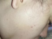 creampie dripping from the greedy slut's fleshy mouth