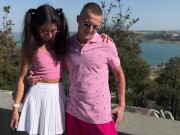 Filled the mouth of a cute girl and her boyfriend with sperm 1/16