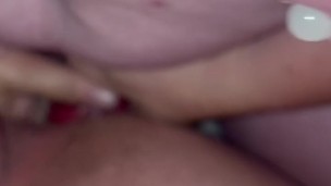 Sissy slut takes huge pink strap on from huge tit dom