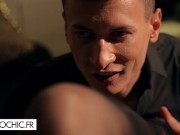 Male submission with a gorgeous brunette in lingerie 4/16