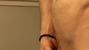 Rock hard cock throbbing before busting a big load