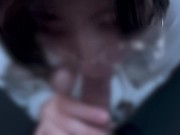 抜いてからも小さくなるまでお掃除フェラをするメガネ女子♡ cum in mouth gokkun 12/16