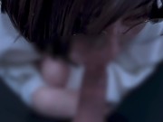 抜いてからも小さくなるまでお掃除フェラをするメガネ女子♡ cum in mouth gokkun 16/16