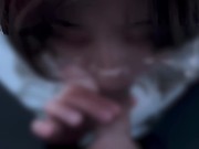 抜いてからも小さくなるまでお掃除フェラをするメガネ女子♡ cum in mouth gokkun 2/16