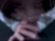 抜いてからも小さくなるまでお掃除フェラをするメガネ女子♡ cum in mouth gokkun 7/16