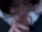 抜いてからも小さくなるまでお掃除フェラをするメガネ女子♡ cum in mouth gokkun 8/16