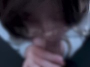 抜いてからも小さくなるまでお掃除フェラをするメガネ女子♡ cum in mouth gokkun 9/16