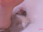 Stunning Teen brunette washes her body 3/16