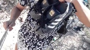 linda puta barata con vestido tanga y tacones camina en publico muy caliente