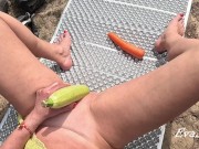 multiorgasm from vegetables of a red-haired slut in nature 11/16