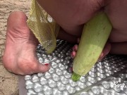 multiorgasm from vegetables of a red-haired slut in nature 13/16