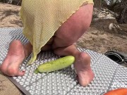 multiorgasm from vegetables of a red-haired slut in nature 14/16