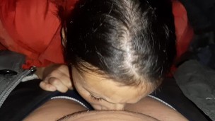 My girlfriend behind my parents' house licked my pussy while they were in the house