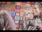 Alternative Cutie in corset Getting fucked by big dick and metal toy - sloppy BJ, SQUIRT 12/16