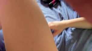 Beautiful 18 year old girl playing with my cock and her first creampie