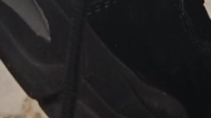 Licking the cum off my shoe! Jerking off on sneakers! Legs, cum, sportswear