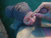 Real Life EXTREME tattoo couple public fuck in outdoor hot spring, deepthroat blowjob 1/16