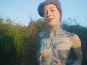 Real Life EXTREME tattoo couple public fuck in outdoor hot spring, deepthroat blowjob 5/16